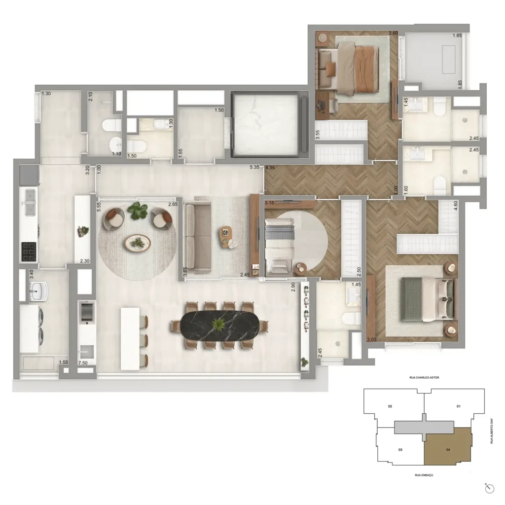 Apartamento 3 quartos 136m² em Chácara Klabin — planta The Garden Klabin
