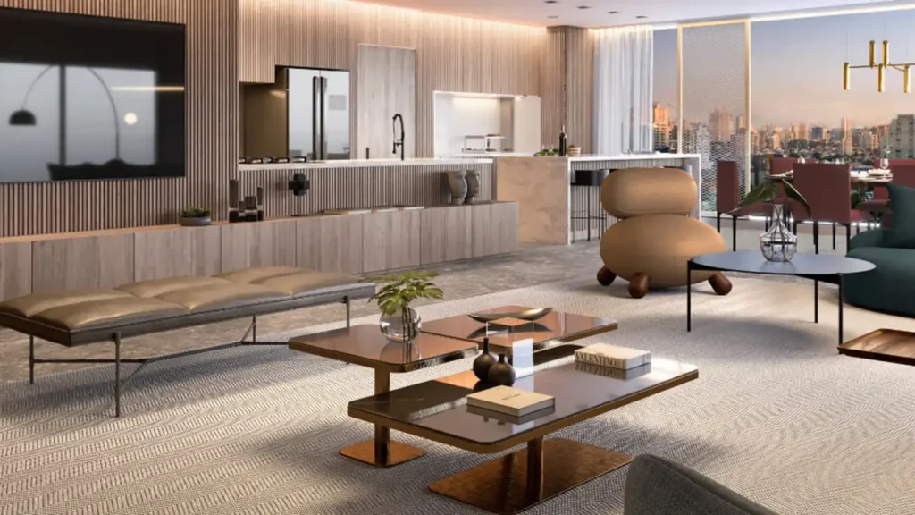 Lindenberg Moema Moema, São Paulo — Living, apartamento 4 quartos 293-372m²