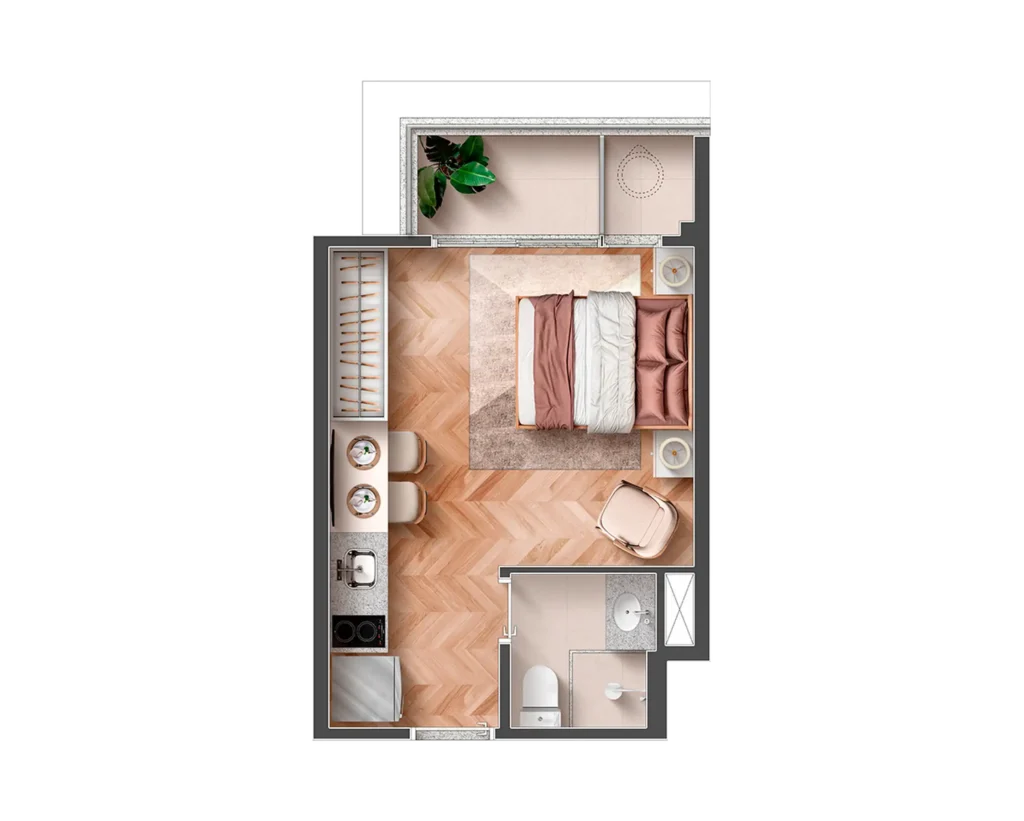 Apartamento 1 quartos 26m² em Vila Clementino — planta Ode Vila Clementino - Residencial