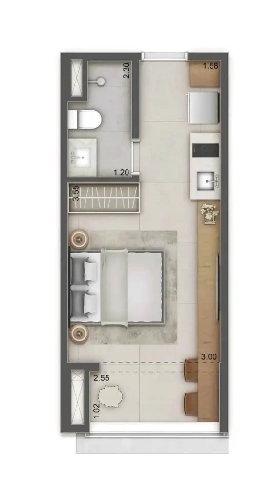 Apartamento 1 quartos 23m² em Indianópolis — planta Haus Mitre Station Moema