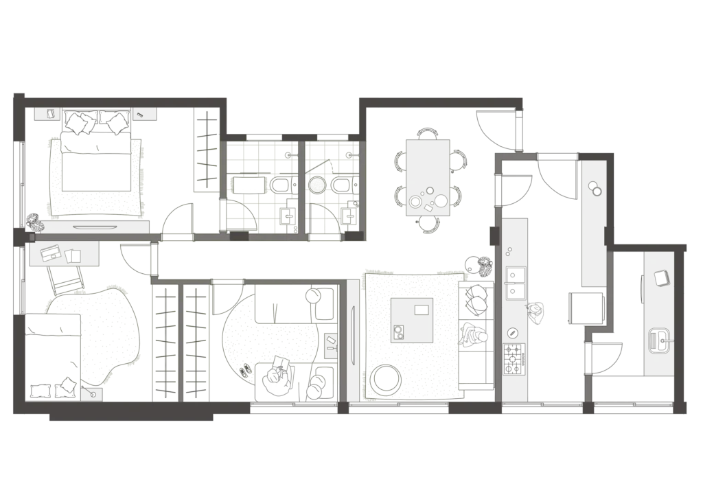 Apartamento 3 quartos 100m² em Vila Olímpia — planta Corina