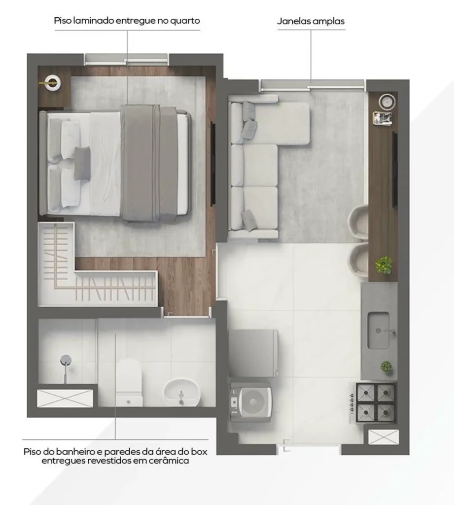 Apartamento 1 quartos 11m² em Vila Independência — planta Grand Vivaz Estação Tamanduateí 2 - Fase 2