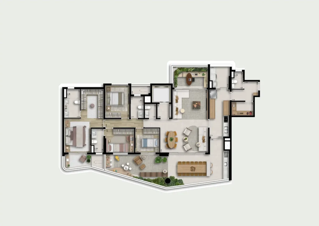 4 quartos 216m² — planta Infinity Perdizes, Lançamento em Perdizes
