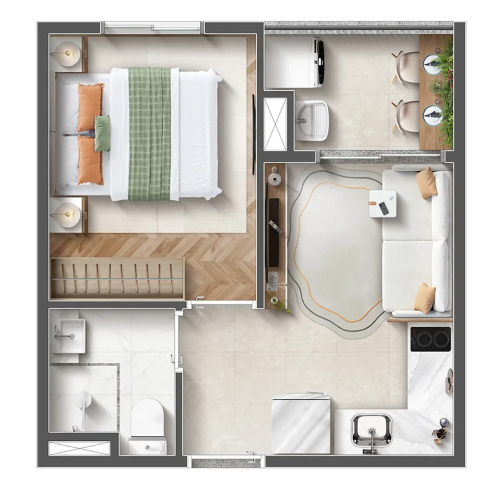 Apartamento 1 quartos 25m² em Paraíso — planta In Paraíso - Breve Lançamento