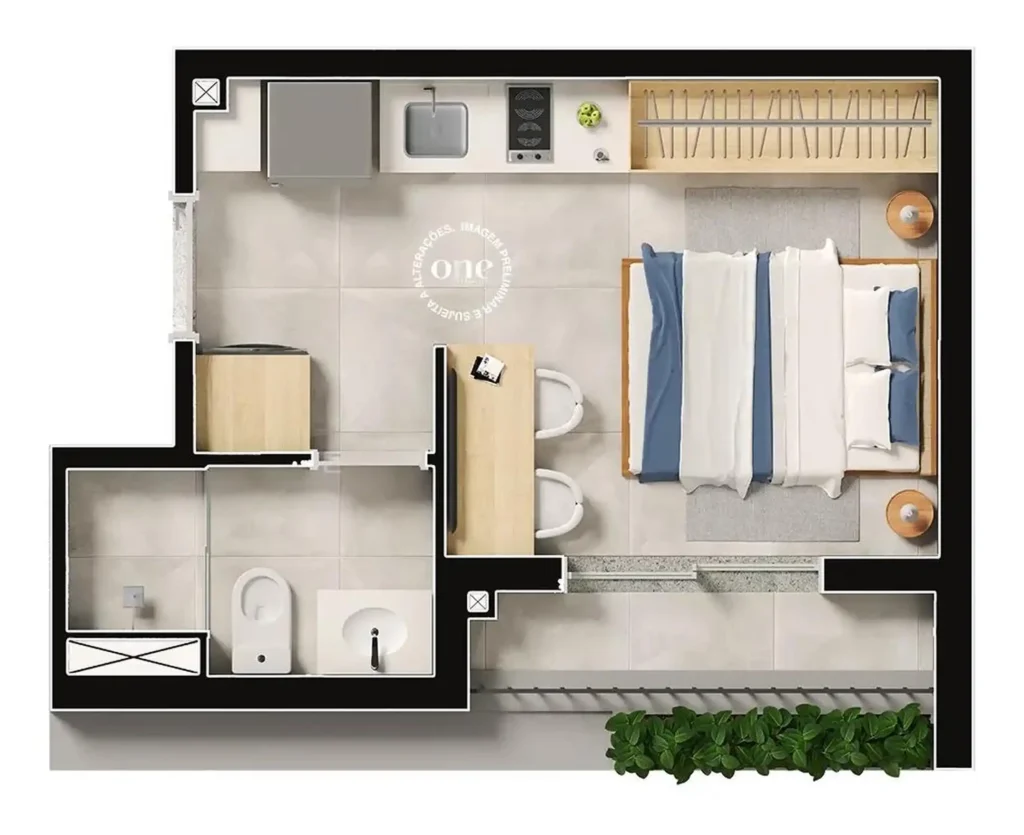 Apartamento 1 quartos 21m² em Perdizes — planta Nex One Caiubi - Breve Lançamento