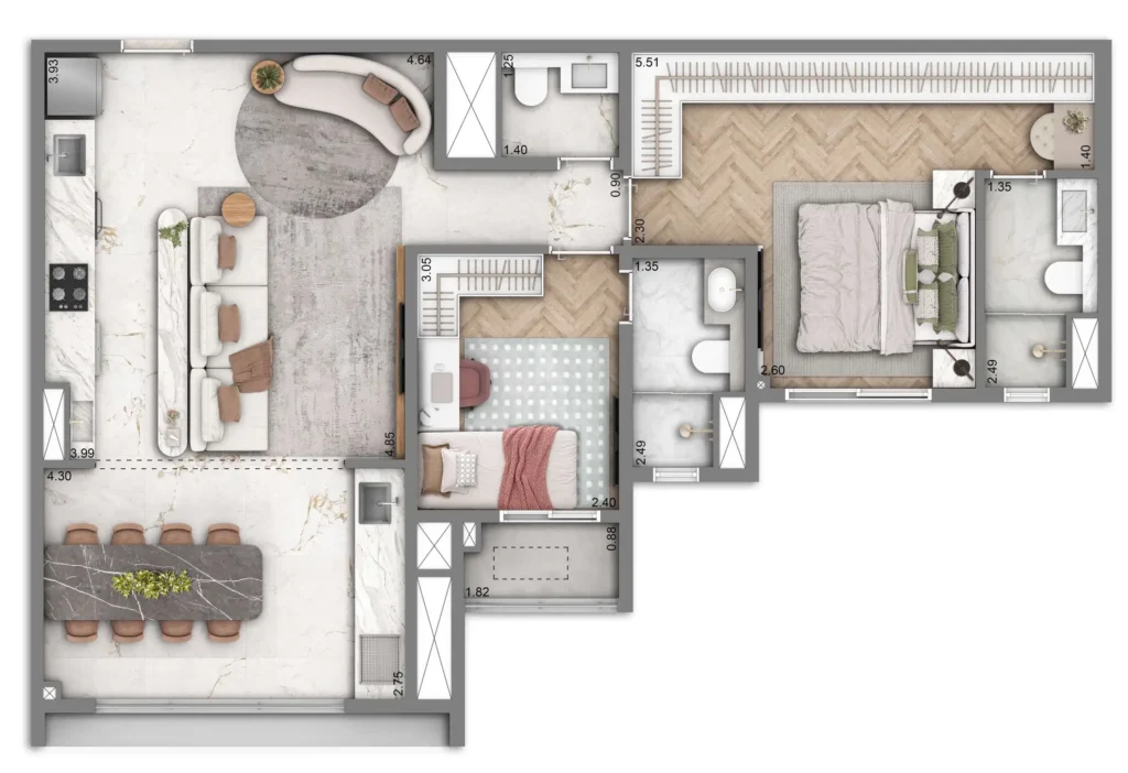 Apartamento 2 quartos 78m² em Brooklin Novo — planta The Grand Residence - Breve Lançamento