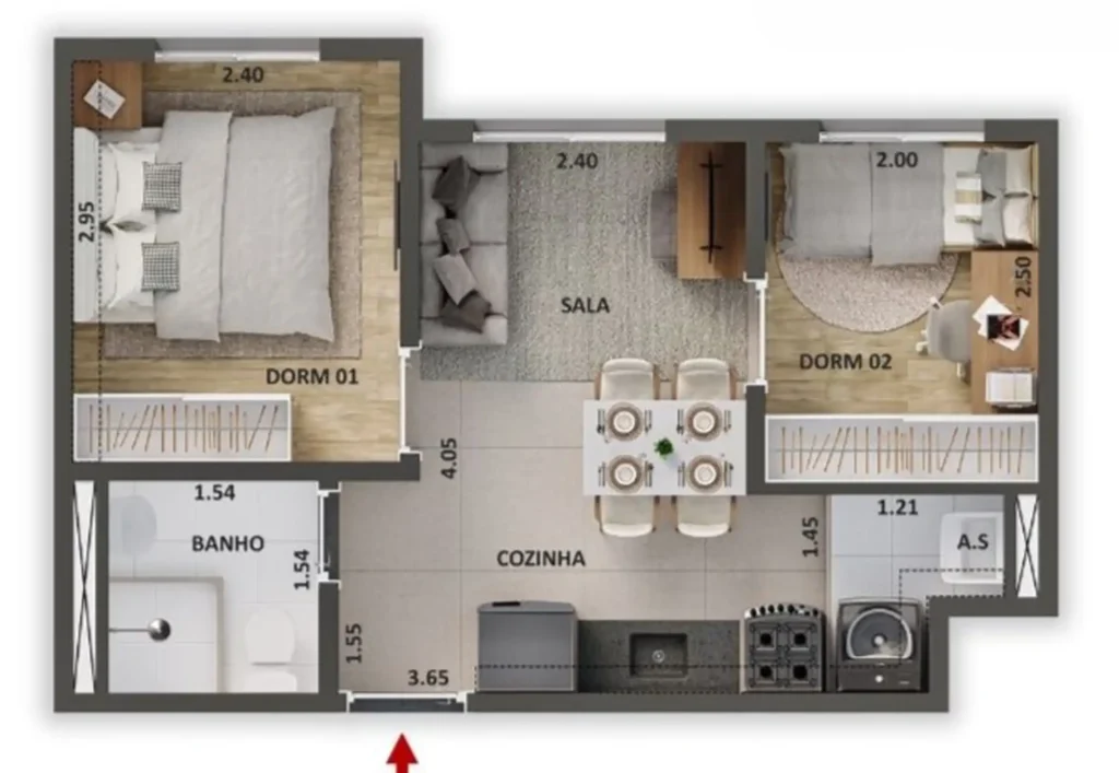 Apartamento 2 quartos 33m² em Chácara Santo Antônio (Zona Sul) — planta Alto Granja Julieta - Breve Lançamento