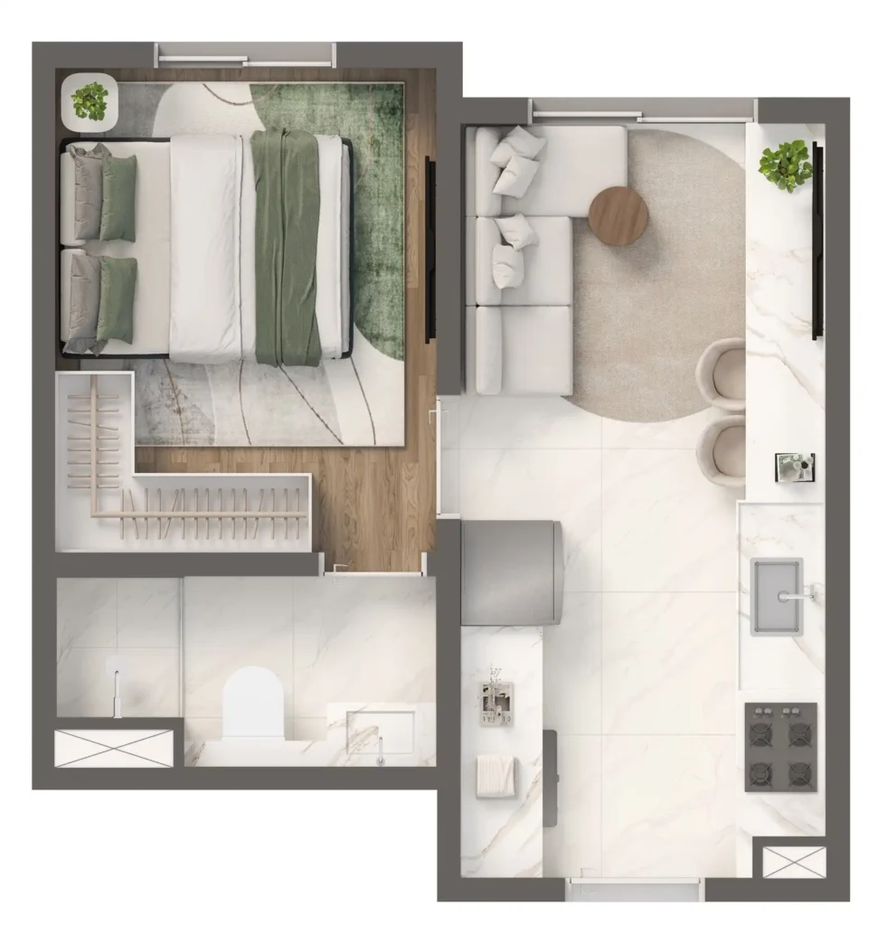Apartamento 1 quartos 26m² em Vila Independência — planta Grand Vivaz Estação Tamanduateí 3