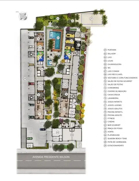 Implantação condomínio Bosque Ipiranga - Residencial - Fase 1 — 2 quartos em Ipiranga