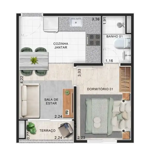 Apartamento 1 quartos 91m² em Vila Polopoli — planta Algarve