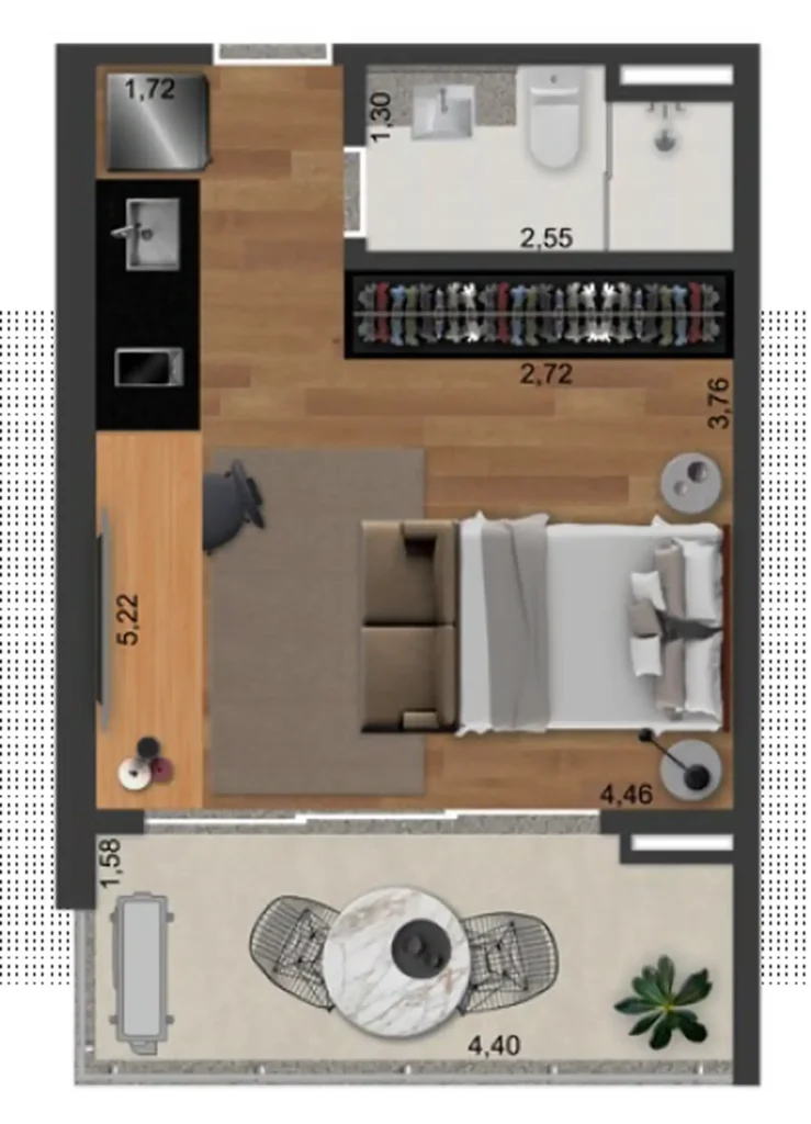 Apartamento 1 quartos 35m² em Parque da Mooca — planta Realtà Parque da Mooca - NR