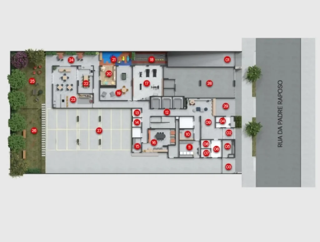 Implantação condomínio Top Mooca - Residencial — 1-2 quartos em Mooca