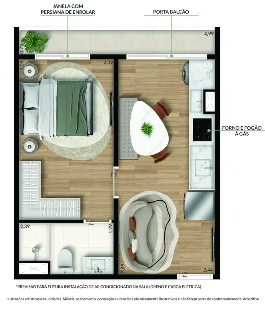 Apartamento 1 quartos 33m² em Cambuci — planta Lins 911
