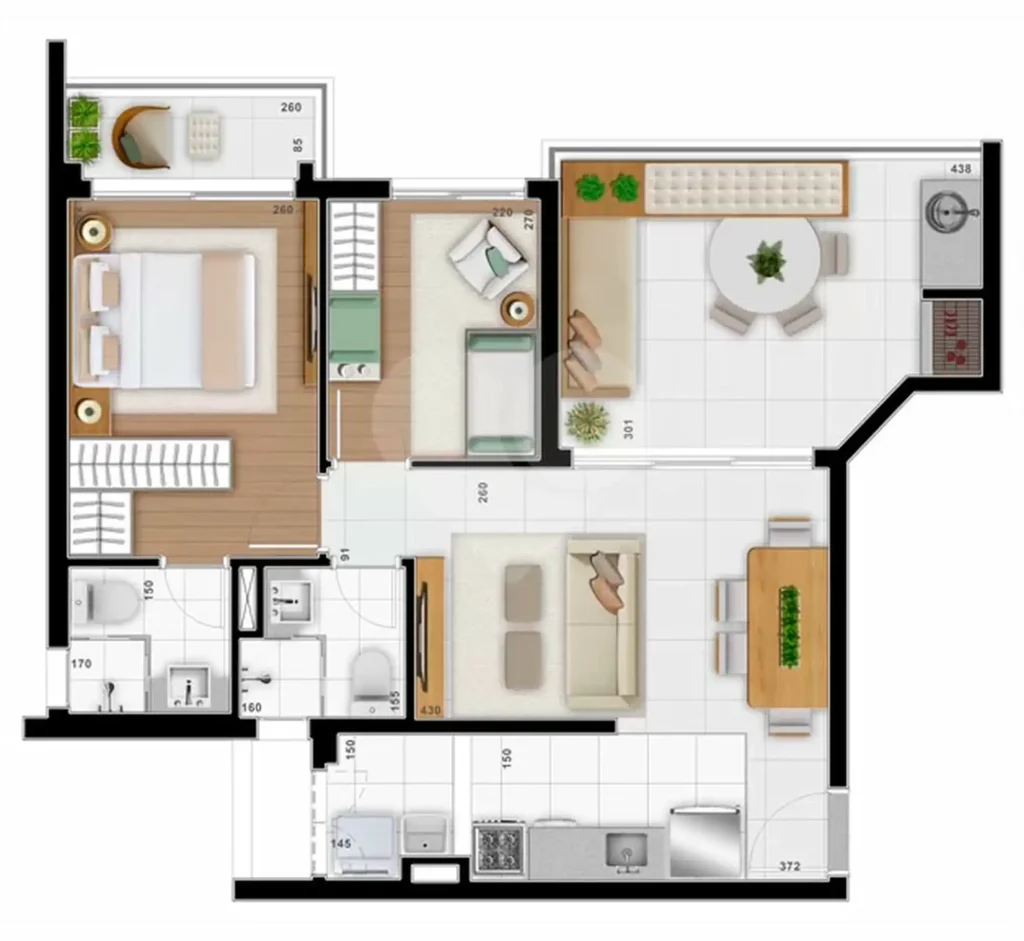 Apartamento 2 quartos 68m² em Vila Mascote — planta All Jazz