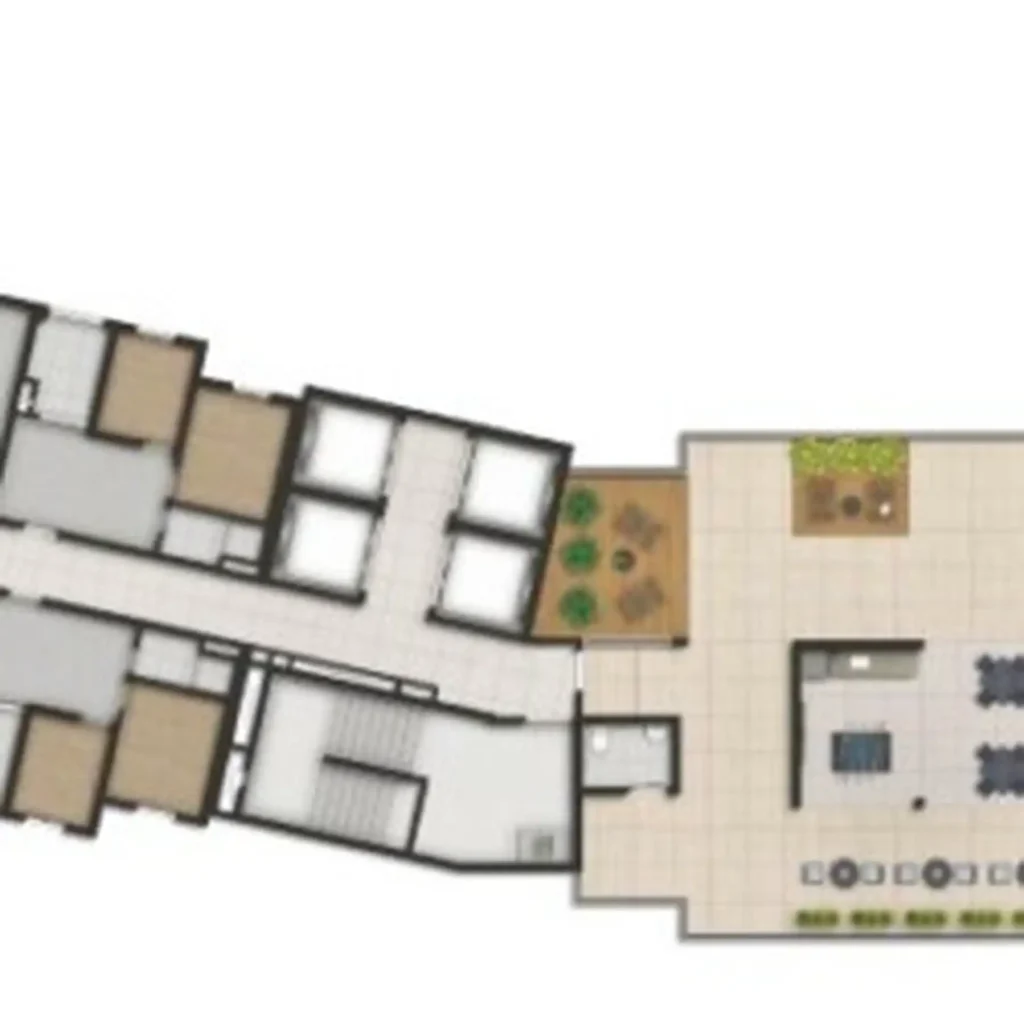 Implantação rooftop condomínio Mundo Apto Estação Conceição — 1-2 quartos em Vila Guarani (Z Sul)