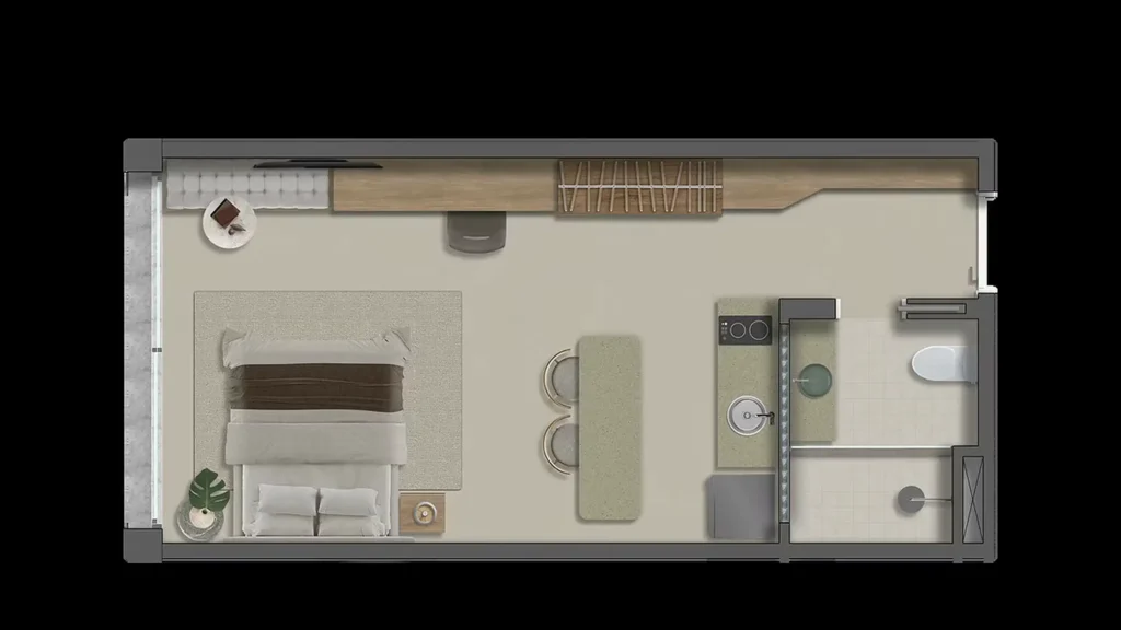 Apartamento 1 quartos 33m² em Centro — planta Tebas
