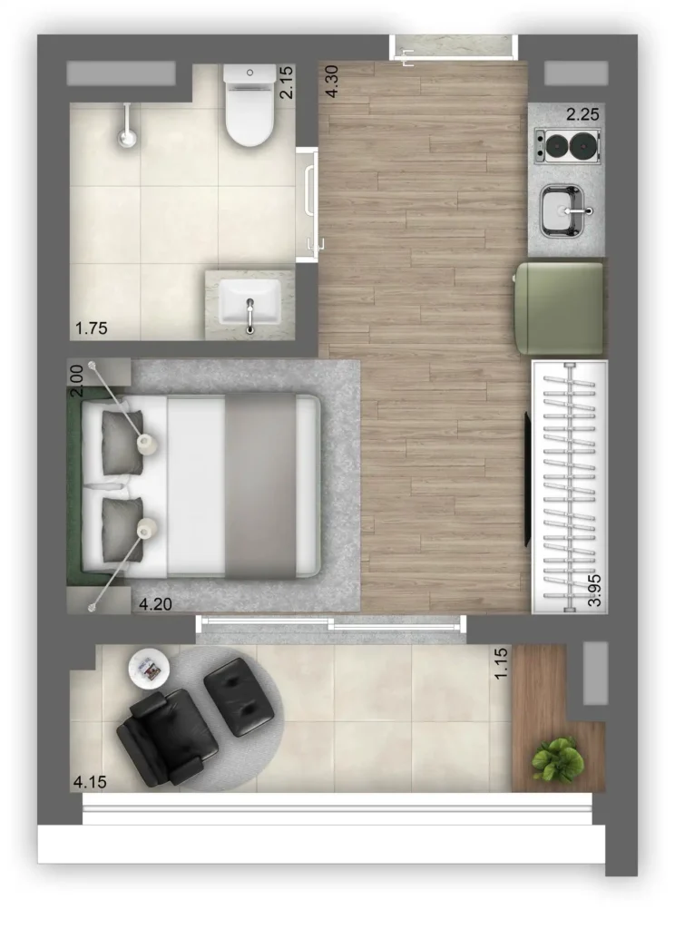 Apartamento 1 quartos 60m² em Vila Mariana — planta Atmosfera Vila Mariana - Studios