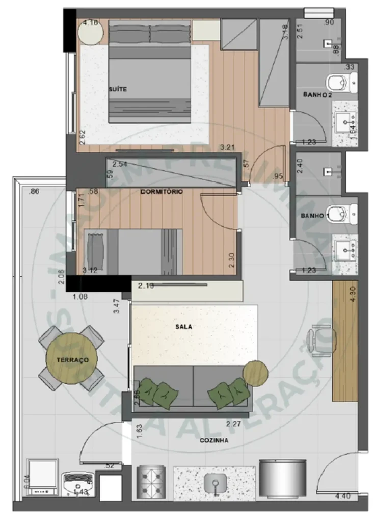 Apartamento 2 quartos 60m² em Vila da Saúde — planta Vila Ares - Fase 1