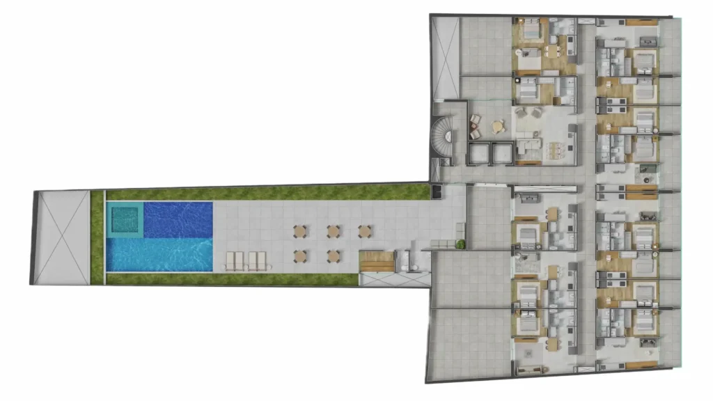 Implantação 01 condomínio SP&VC Luz — 1 quartos em Centro