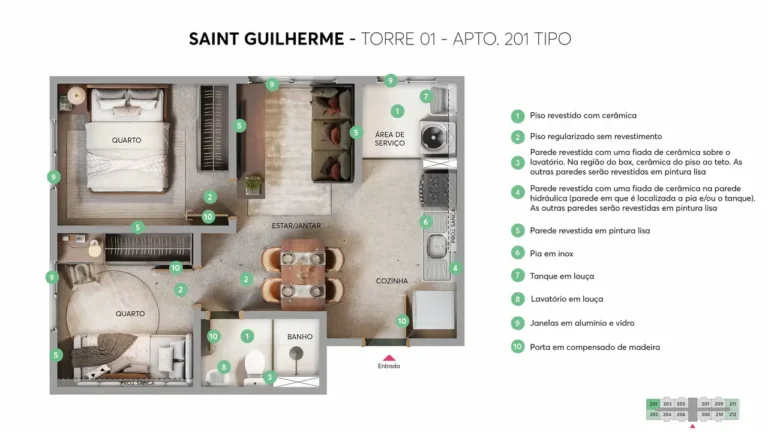 Saint Vila Guilherme - Breve Lançamento (MRV SP): Planta — 2 quartos em Vila Guilherme, São Paulo