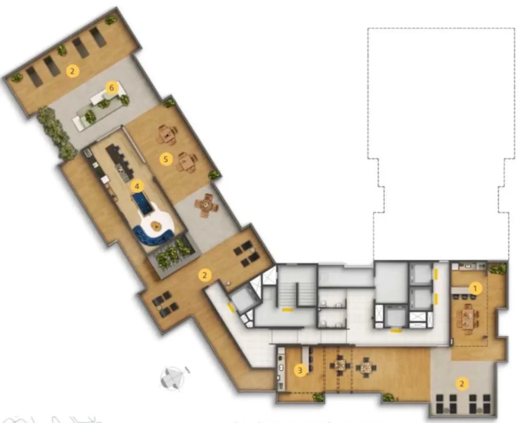 Implantação rooftop condomínio Well Perdizes - Residencial - Breve Lançamento — 1-2 quartos em Perdizes