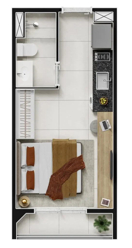 Apartamento 1 quartos 22m² em Pinheiros — planta Nex One Capote Valente