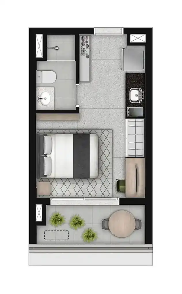 Apartamento 1 quartos 14m² em Higienópolis — planta Barô Higienópolis by You - NR