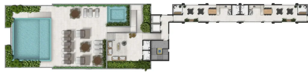 Implantação rooftop condomínio Táone Vila Mariana - NR — 1 quartos em Vila Mariana