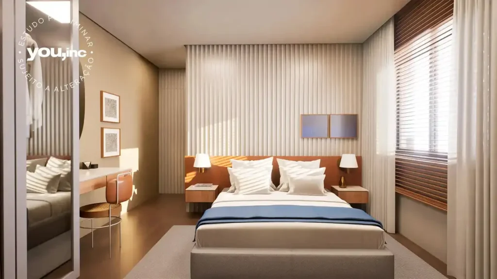 Em construção Pinheiros: Dormitorio Quartier Capote by You - Residencial, 1-3 quartos 25-90m²