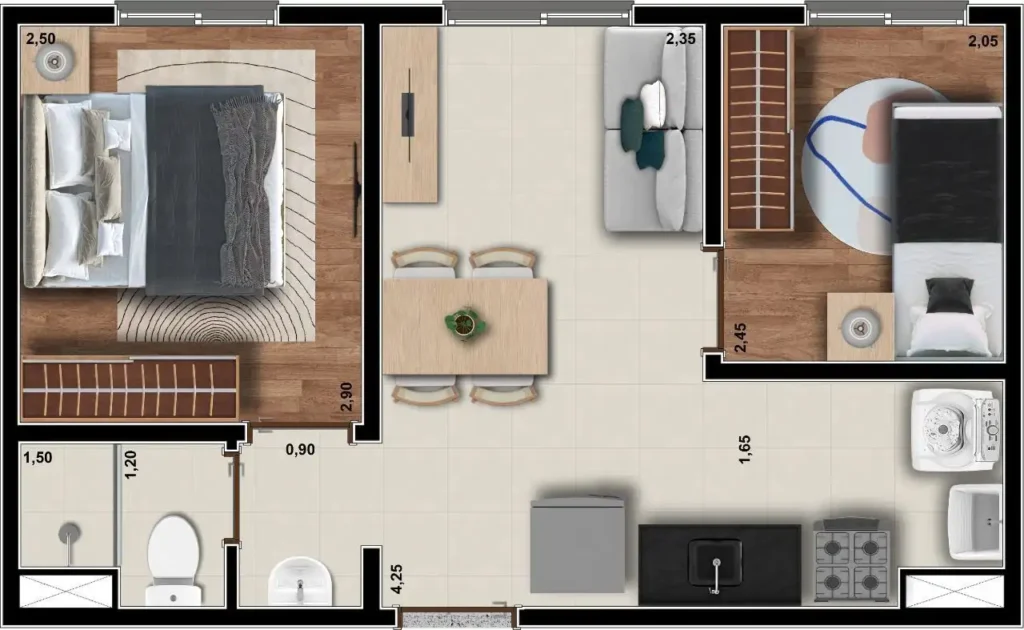 Apartamento 2 quartos 50m² em Vila Andrade — planta Auge Morumbi - Residencial