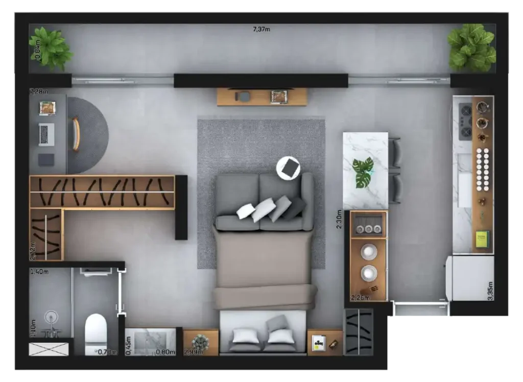 Apartamento 1 quartos 21m² em Santana — planta Feeling Jardim São Paulo