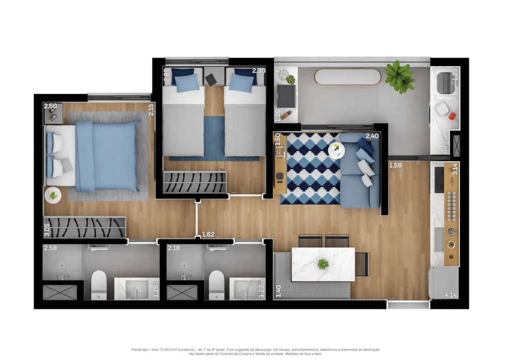 Apartamento 2 quartos 50m² em Casa Verde — planta Feeling Casa Verde
