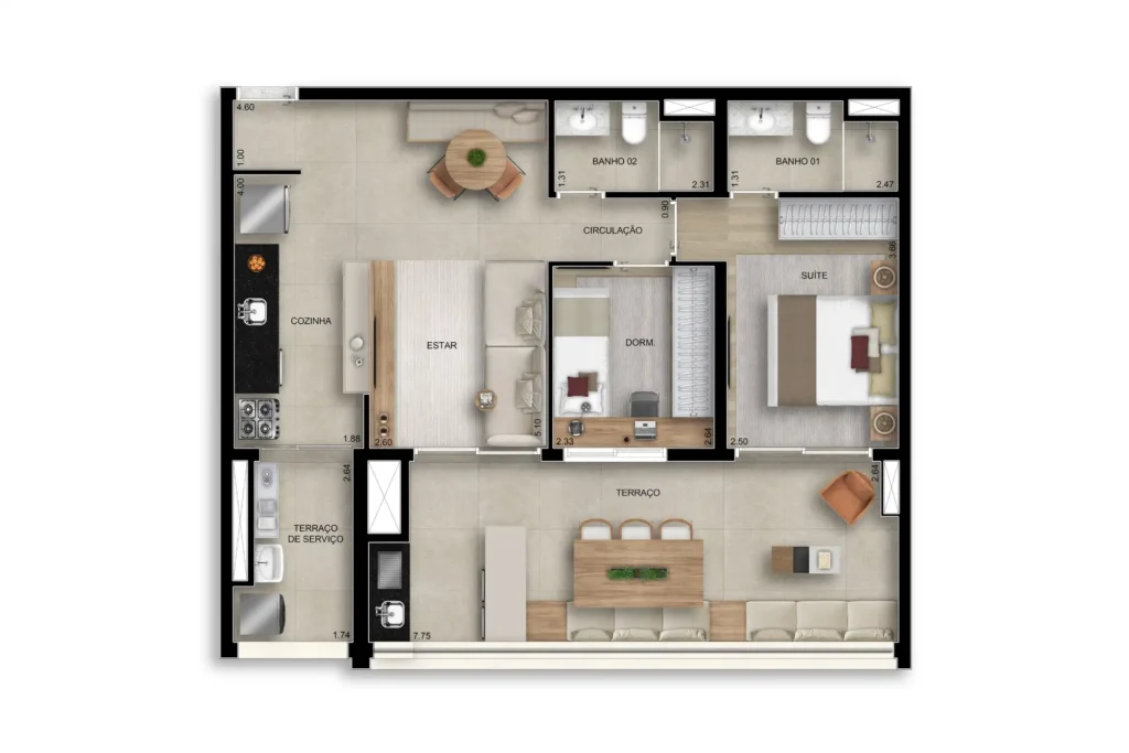 Apartamento 2 quartos 82m² em Alto do Ipiranga — planta Bosque Santa Cruz by Diálogo Residences