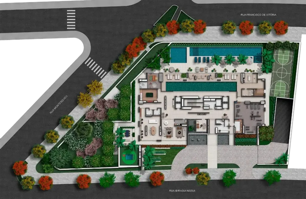 Implantação condomínio Capitolo by Piero Lissoni — 4 quartos em Chácara Klabin