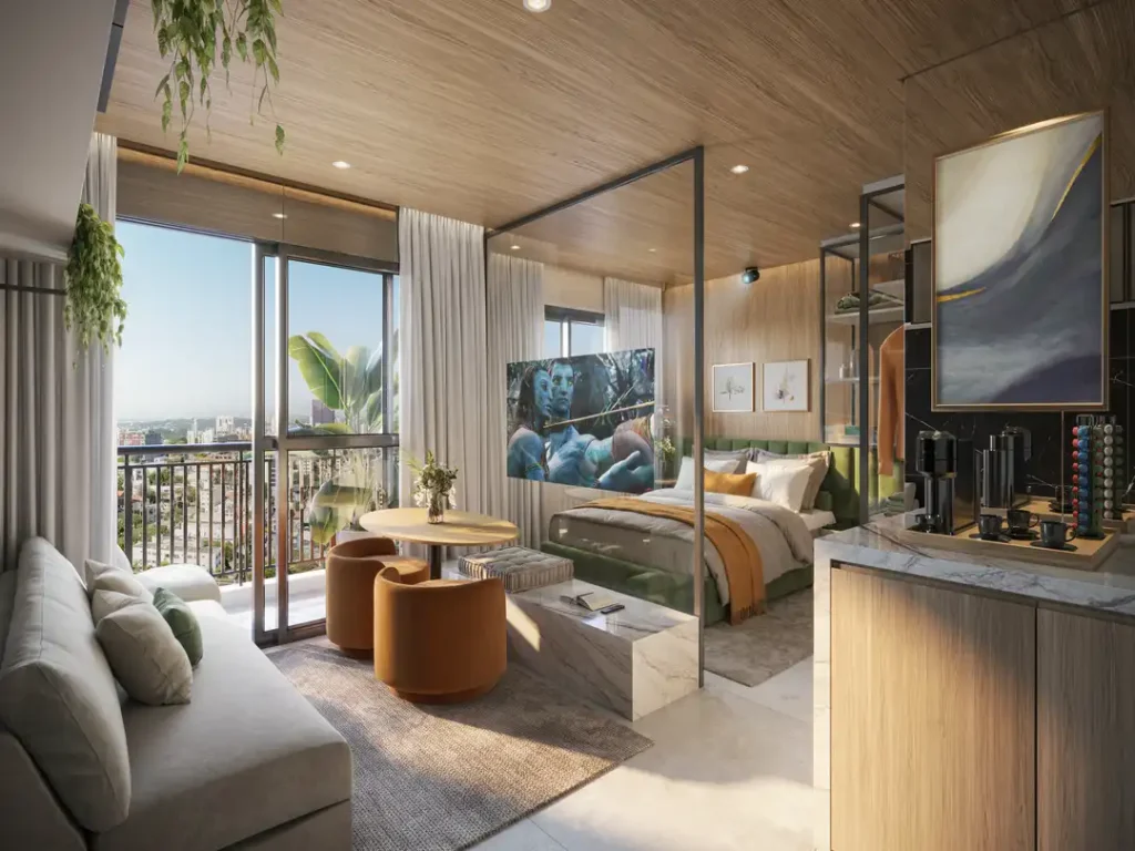 Apartamento 1-2 quartos Morumbi — Living do TAG Jardim Guedala