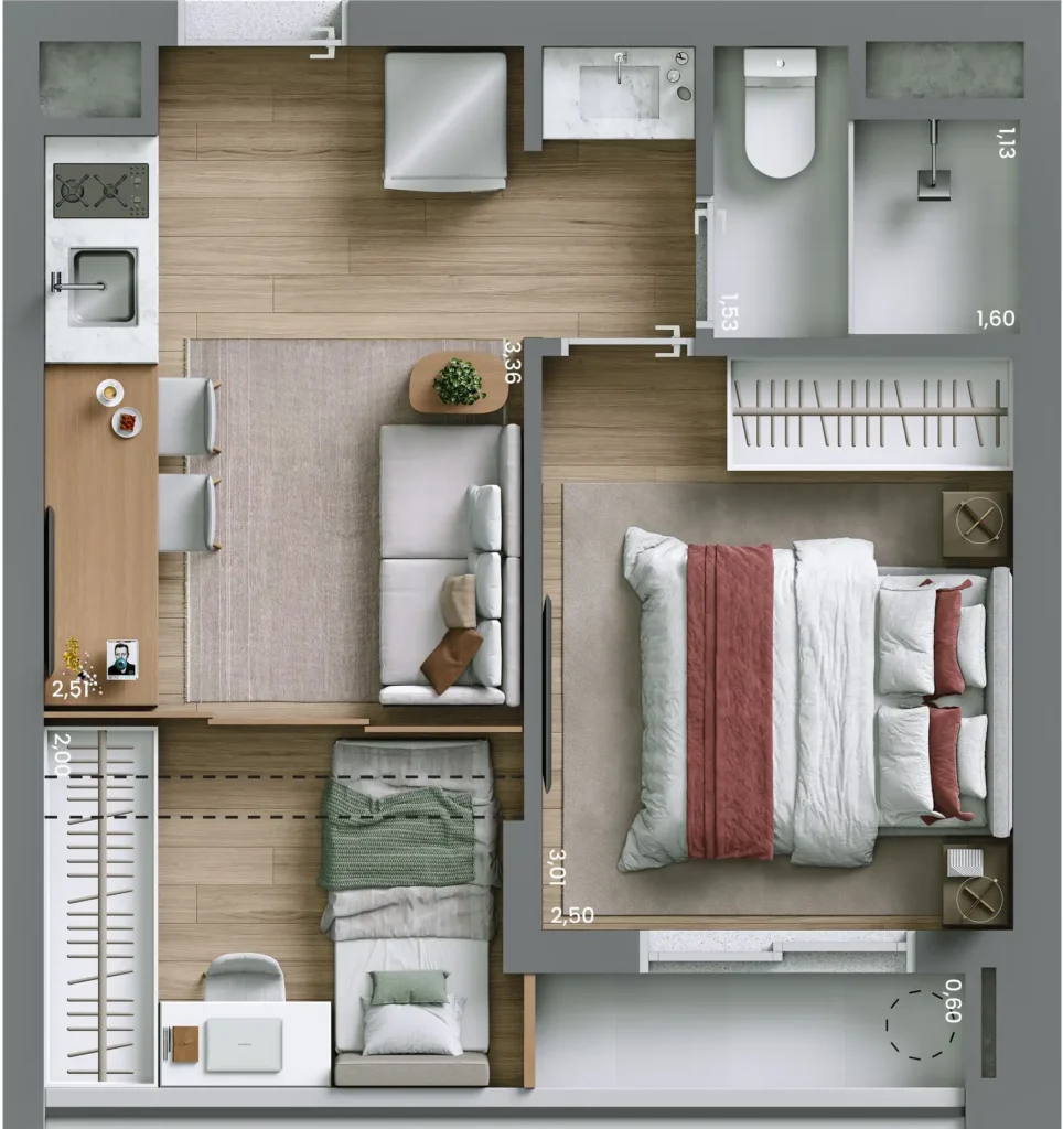 Apartamento 2 quartos 31m² em Bela Vista — planta Ryt Paulista - Residencial