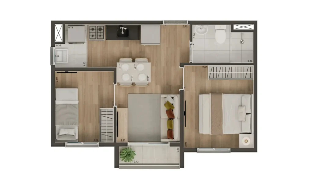Apartamento 2 quartos 33m² em Sacomã — planta Beat Jardim Botânico - Breve Lançamento