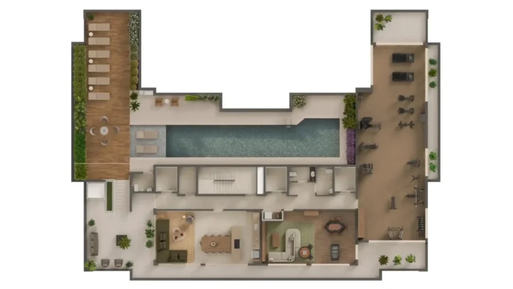 Implantação rooftop condomínio Berti 55 - Breve Lançamento — 1-3 quartos em Praça da Árvore