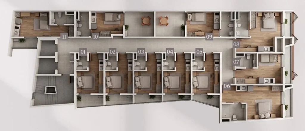 Implantação 01 condomínio Noor Jardins II - NR — 1 quartos em Jardim Paulista