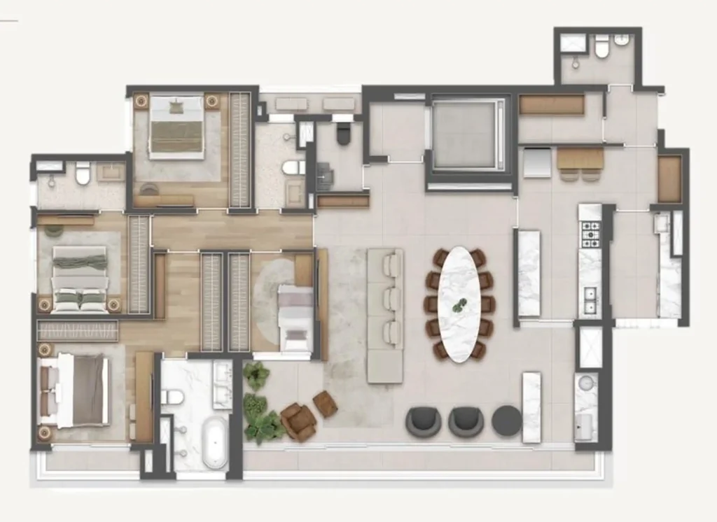 Apartamento 4 quartos 189m² em Pinheiros — planta Naeem