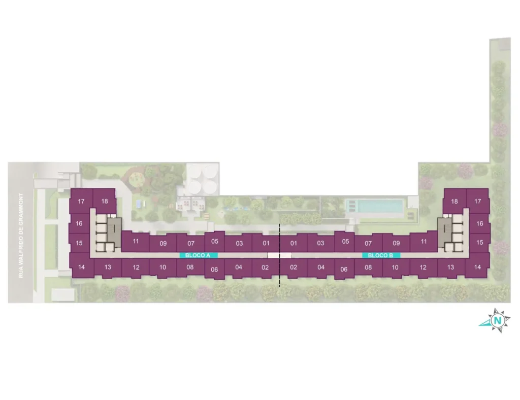 Implantação condomínio Vivaz Parque Barra Funda — 1-2 quartos em Parque Industrial Tomas Edson