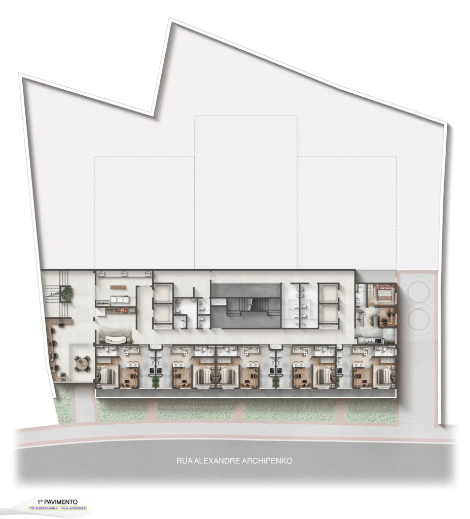 Implantação 01 condomínio Eleve Vila Andrade - Residencial — 1-2 quartos em Vila Andrade
