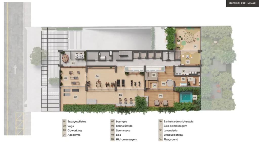 Implantação 1 condomínio Edifício Paulistano — 1-2 quartos em Jardins