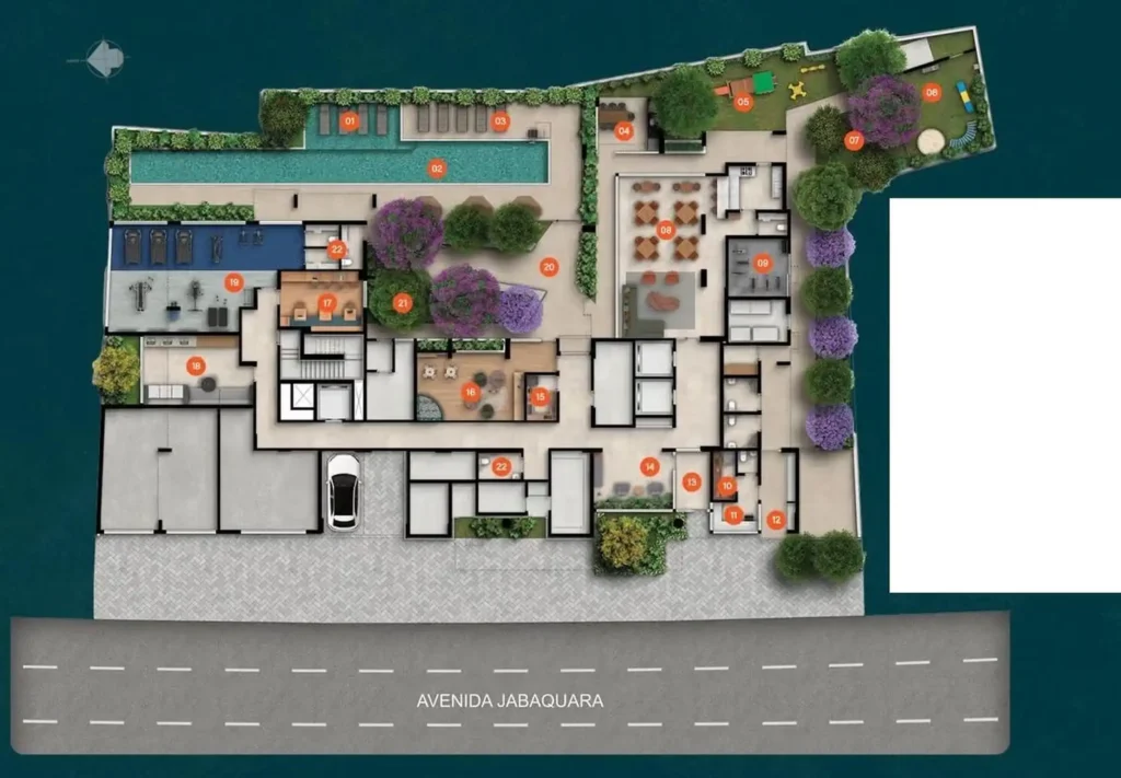 Implantação condomínio Boulevard Praça da Árvore — 1-2 quartos em Praça da Árvore
